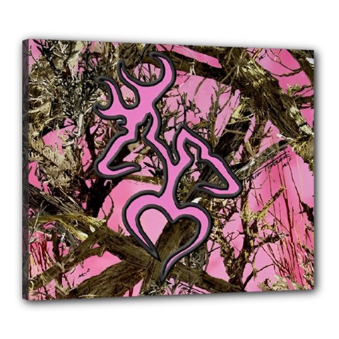 Pink Browning Deer Glitter Camo Canvas 24  X 20  (stretched)