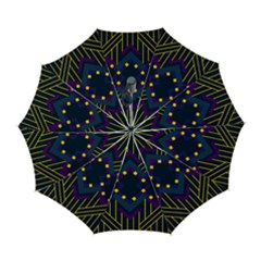 Line Square Pattern Violet Blue Yellow Design Automatic Folding Umbrella With Case (large)