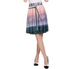 Wind Giants At Twilight A-line Skirt