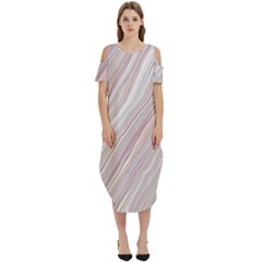 Marble Texture Marble Painting Cold Shoulder Loose Fit Dress With Pockets