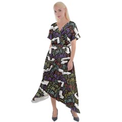 Time Nonlinear Curved Undirected Cross Front Sharkbite Hem Maxi Dress