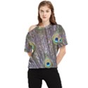 Peacock Bird Feathers Plumage Peacock One Shoulder Cut Out T-Shirt View1