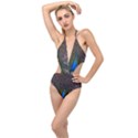 Bird Peacock Feathers Plunging Cut Out Swimsuit View1