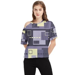 Pattern Design Abstract Lilac One Shoulder Cut Out T-shirt