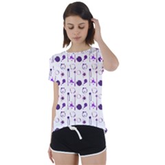 Liquid Splash Pattern Stroke Drip Short Sleeve Open Back T-shirt