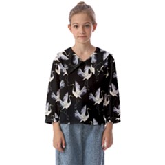 Crane Pattern Kids  Sailor Shirt
