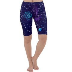 Realistic Night Sky Poster With Constellations Cropped Leggings 