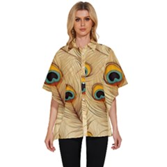 Vintage Peacock Feather Peacock Feather Pattern Background Nature Bird Nature Women s Batwing Button Up Shirt