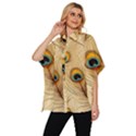 Vintage Peacock Feather Peacock Feather Pattern Background Nature Bird Nature Women s Batwing Button Up Shirt View2