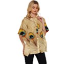 Vintage Peacock Feather Peacock Feather Pattern Background Nature Bird Nature Women s Batwing Button Up Shirt View3