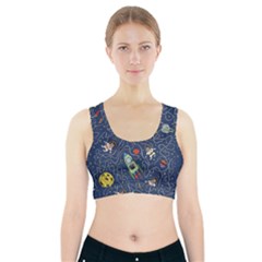 Cat Space Astronaut Rocket Maze Sports Bra With Pocket