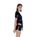 Black Space Drawing Art Planet Drawing Stars Black Space Galaxy Outer Space Asymmetrical Short Sleeve Sports T-Shirt View3
