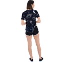 Black Space Drawing Art Planet Drawing Stars Black Space Galaxy Outer Space Asymmetrical Short Sleeve Sports T-Shirt View4