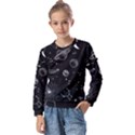 Black Space Drawing Art Planet Drawing Stars Black Space Galaxy Outer Space Kids  Long Sleeve T-Shirt with Frill  View1