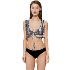 White Birch Trees Autumn Low Cut Ruffle Edge Bikini Top