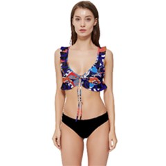 Koi Fish Traditional Japanese Art Low Cut Ruffle Edge Bikini Top
