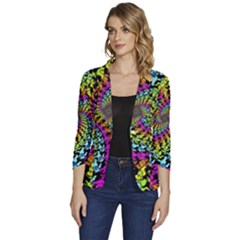 3d Grateful Dead 90 s Neon Dancing Bears Women s One-button 3/4 Sleeve Short Jacket
