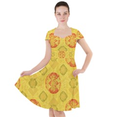 Art Pattern Design Background Cap Sleeve Midi Dress With Pockets