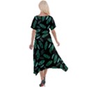 Leaves Pattern Abstract Blade Cross Front Sharkbite Hem Maxi Dress View2
