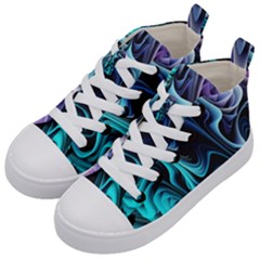 Nature Water Wave Architecture Kids  Mid-top Canvas Sneakers