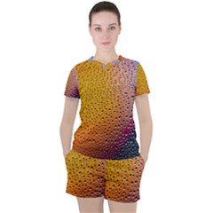 Rain Water Raindrops Droplets Women s T-shirt And Shorts Set