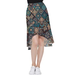 Flower Texture Background Colorful Pattern Frill Hi Low Chiffon Skirt