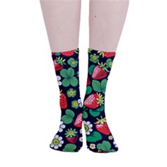 Strawberries Pattern Smooth Crew Length Tube Socks