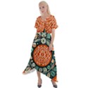 Wreath Deco Christmas Cross Front Sharkbite Hem Maxi Dress View1