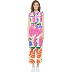 Tropical Sheets Summer Beach Women s Frill Top Chiffon Jumpsuit
