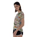 Textile Fabric Tropical Short Sleeve Open Back T-Shirt View2