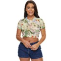 Textile Fabric Tropical Side Button Cropped T-Shirt View1