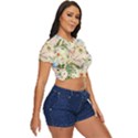 Textile Fabric Tropical Side Button Cropped T-Shirt View3