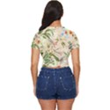 Textile Fabric Tropical Side Button Cropped T-Shirt View4