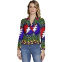 Grateful Dead Bear Pattern Women s Long Sleeve Revers Collar Cropped Jacket View1