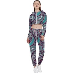 Seamless Pattern Paisley Decorative Cropped Zip Up Lounge Set