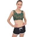 Seamless Pattern Pattern Leaves V-Back Sports Bra View1