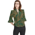 Seamless Pattern Pattern Leaves Loose Horn Sleeve Chiffon Blouse View1