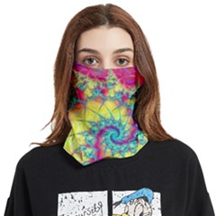 Fractal Spiral Abstract Background Vortex Yellow Face Covering Bandana (two Sides)