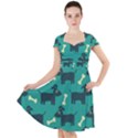 Happy Dogs Animals Pattern Cap Sleeve Midi Dress With Pockets View1