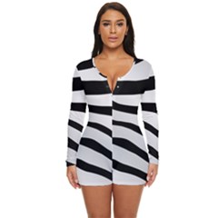 White Tiger Skin Long Sleeve Boyleg Swimsuit