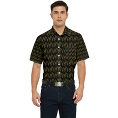 Fern Pattern 2 Black Men s Short Sleeve Pocket Shirt 