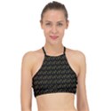 Fern Pattern 2 Black Halter Bikini Top View1