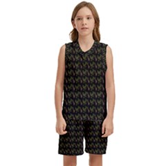 Fern Pattern 2 Black Kids  Basketball Mesh Set