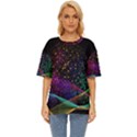Particles Waves Line Multicoloured Oversized Basic T-Shirt View1