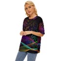 Particles Waves Line Multicoloured Oversized Basic T-Shirt View2