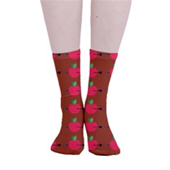 Apple Arrow Pattern Design Drawing Smooth Crew Length Tube Socks