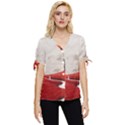 Trees Forest Path Bow Sleeve Button Up Top View1