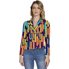 Illustration Abstract Line Women s Long Sleeve Revers Collar Cropped Jacket