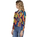 Illustration Abstract Line Women s Long Sleeve Revers Collar Cropped Jacket View2