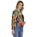 Illustration Abstract Line Women s Long Sleeve Revers Collar Cropped Jacket View3